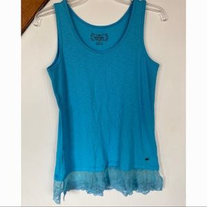 Noble Outfitters - M - Teal Turquoise Lace Detail Tank Top
